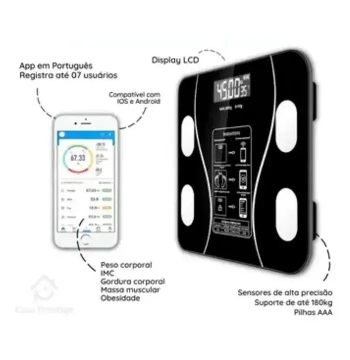 Balança de bioimpedância com app  - Foto 3