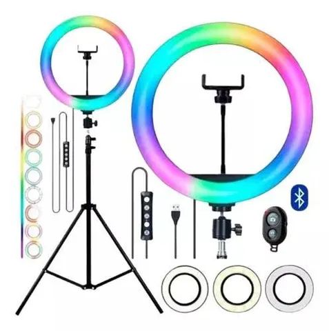 Ringhlight 26CM RGB 16 Cores + Tripé 2.10M - Foto 2