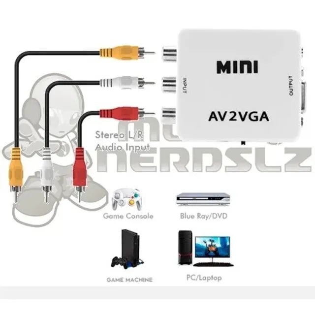 Mini Conversor Vídeo Composto, 3 RCA, AV Para VGA - AV2VGA em São Luís ma - Foto 2