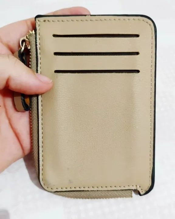 Porta cartão com bolso para moedas fecho zíper carteira fina - Foto 2