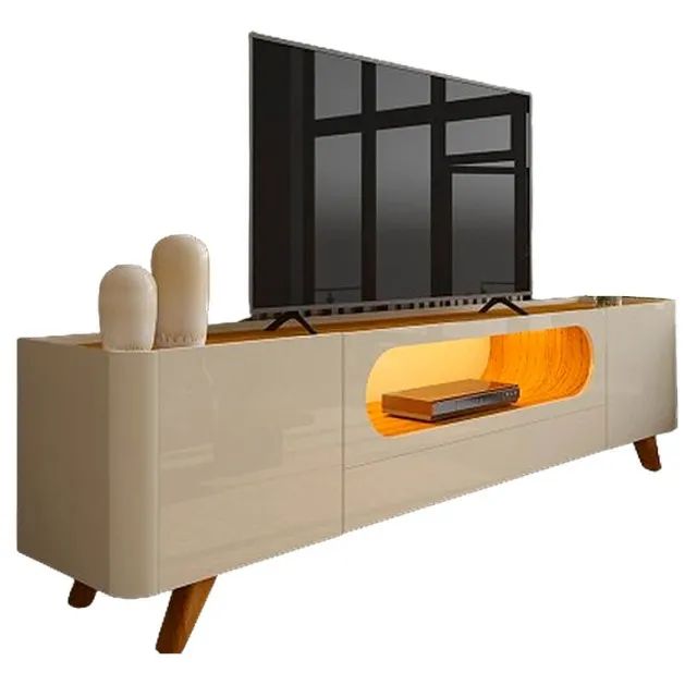 Rack Nobre para TV até 85 Polegadas 2 Portas 1 Gaveta com LED Gelius Off White Nature