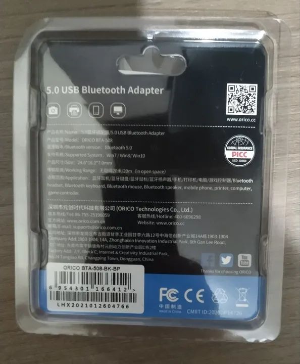 Adaptador Bluetooth 5.0 USB - Orico Lacrado  - Foto 2