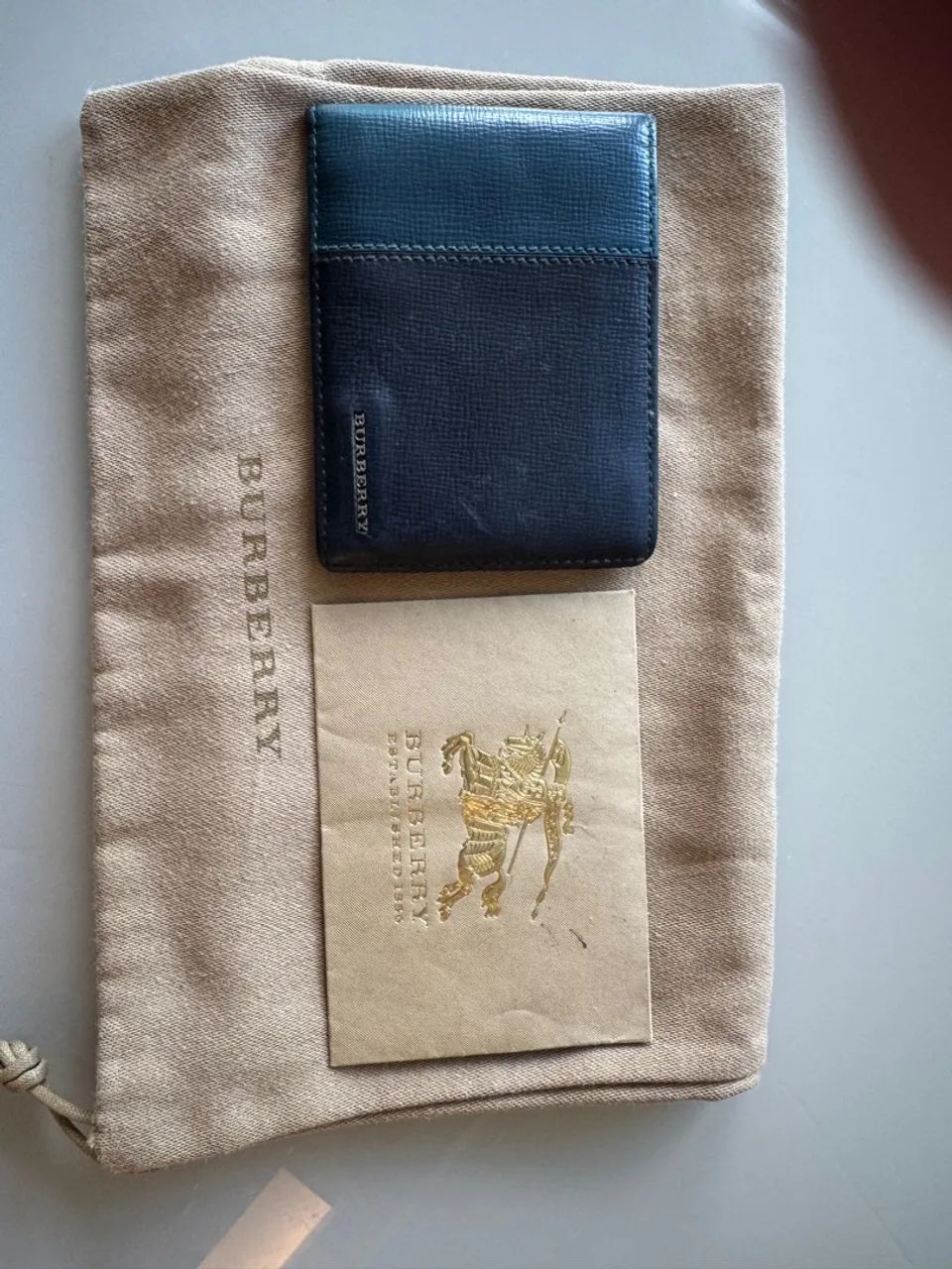 Carteira Burberry Masculina de Couro Azul - Foto 4