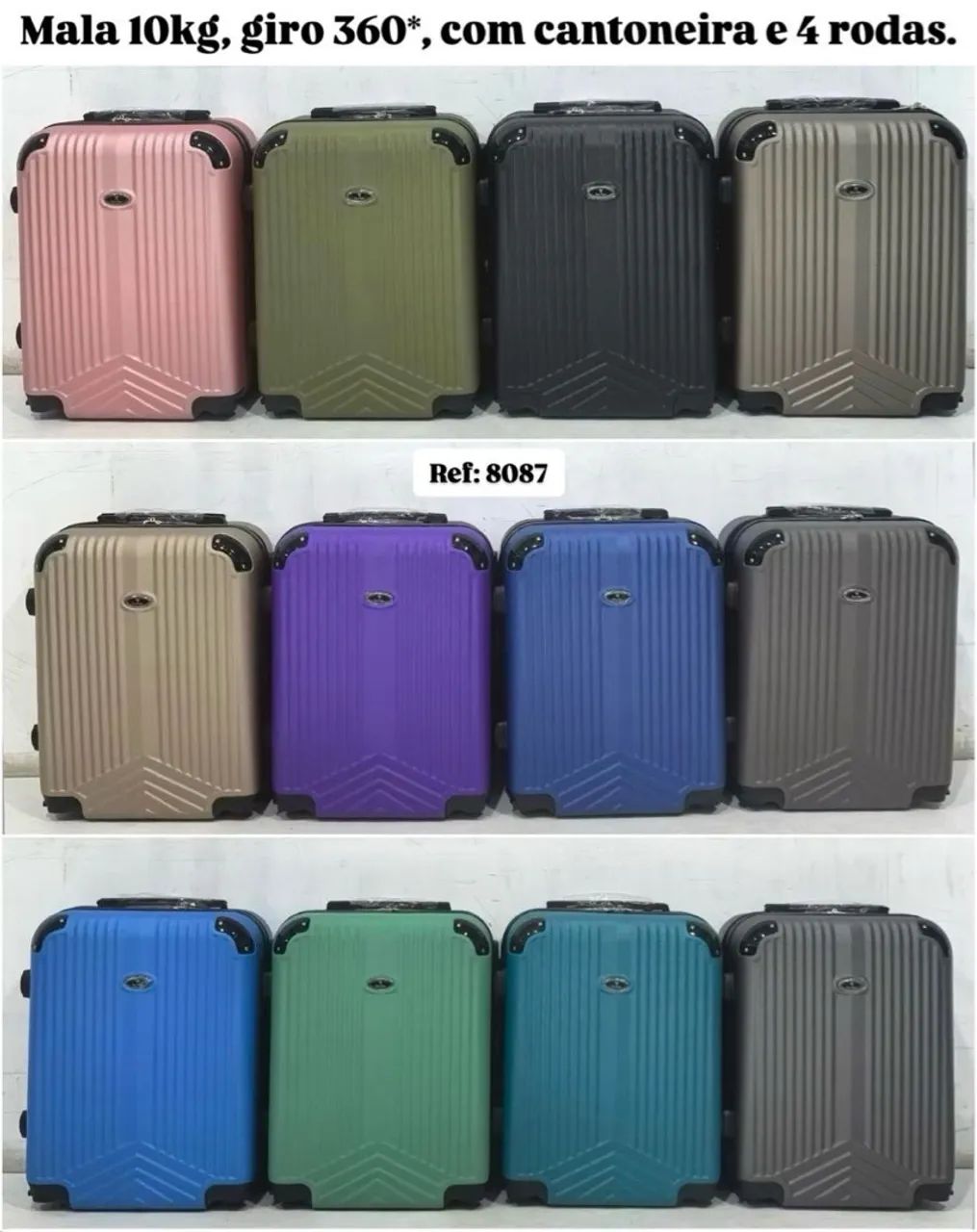 Mala de Viagem 10kg Giro 360° - Diversas Cores - Foto 3