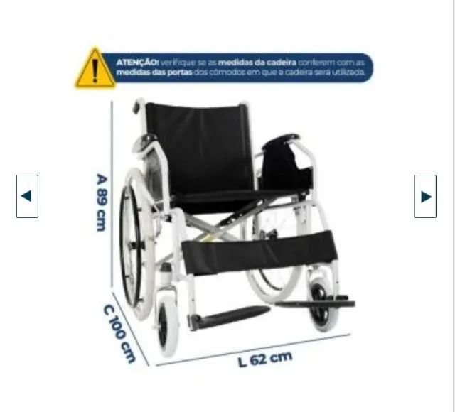 Cadeira de Rodas nova, na Caixa! para até 100kg peso! - Foto 5