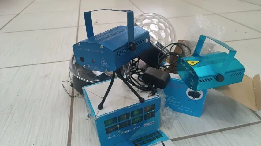 KIT ILUMINAÇÃO LED FESTA PROFISSIONAL BALADA DJ - BOLA MALUCA, LASER, FUMAÇA! - Foto 5