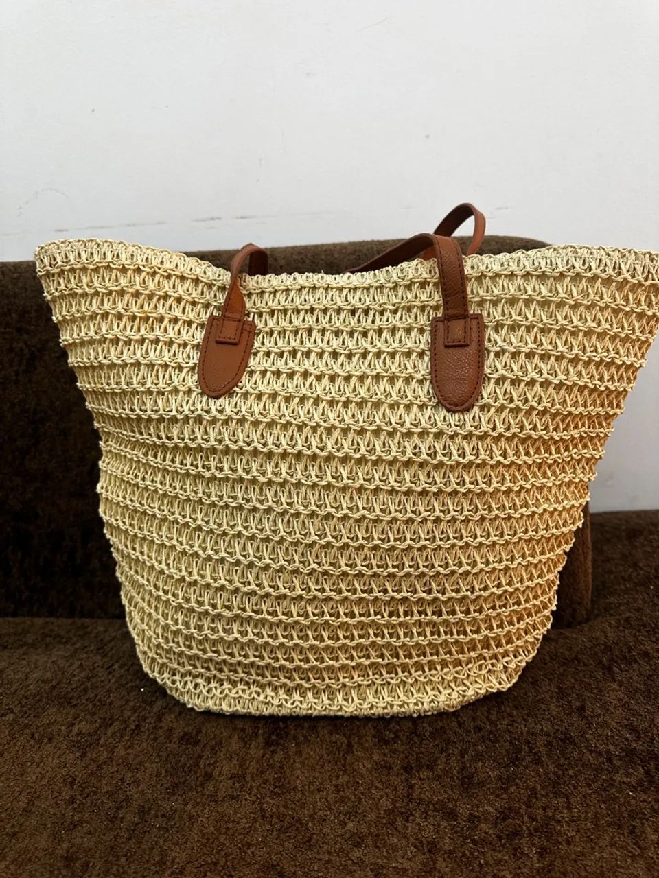 Bolsa de Praia de Palha com Pompom - Foto 3