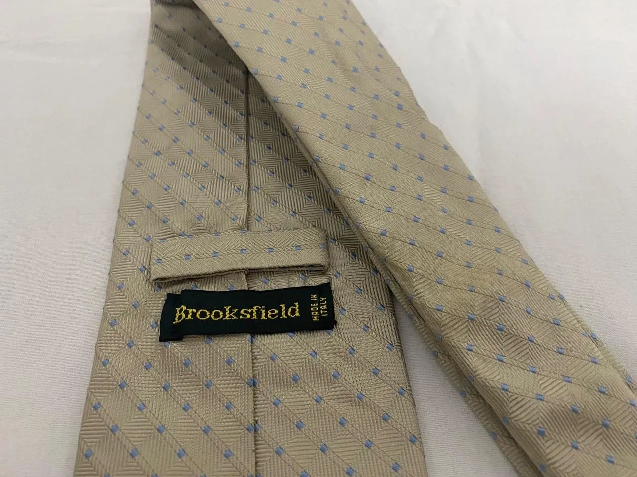gravata brooksfield seda bege quadriculado  ótimo estado - Foto 4