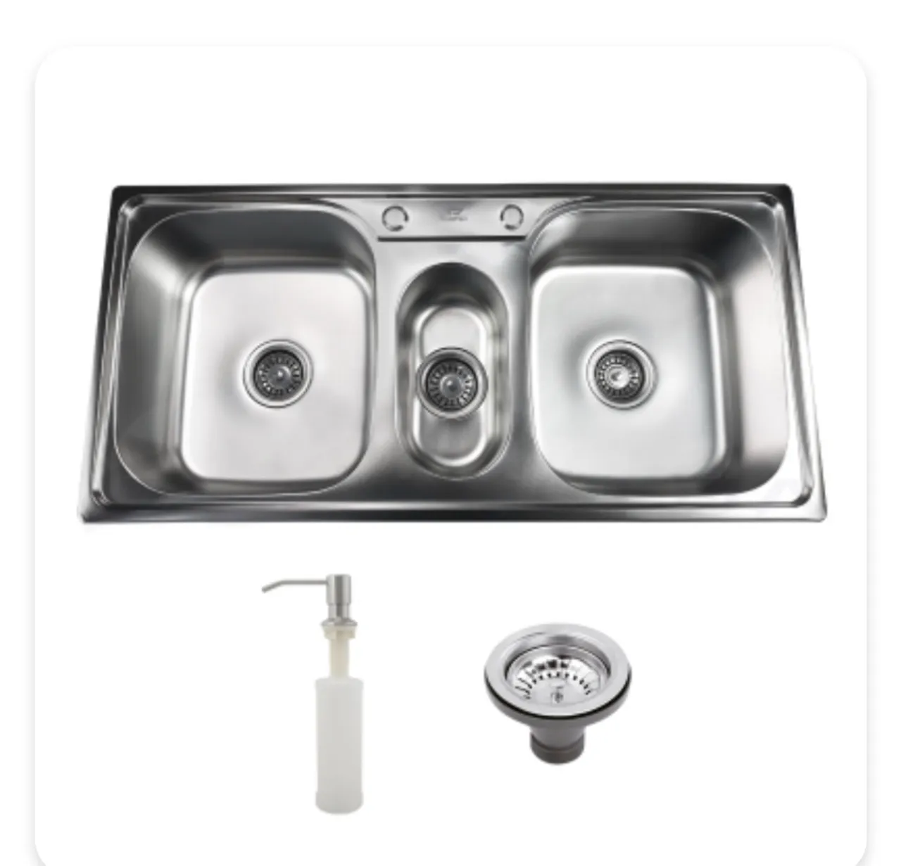 Cuba Tripla 100x48 Gourmet de Cozinha em Aço Inox 201 c/ Acessórios - CBC0002 Tubrax