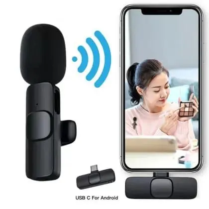 Microfone Lapela Sem Fio para Streaming, Transmissão ao Vivo e Gravação de Vídeo
