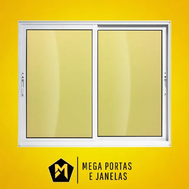 Janela Duas Folhas Móveis de Alumínio Branco Linha 25