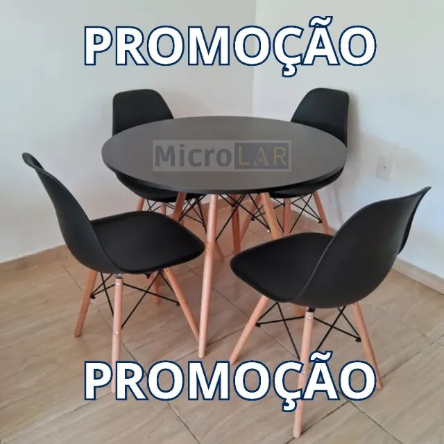 Mesa Redonda Pés de Madeira Trampo MDF Microlar - Já com Entrega