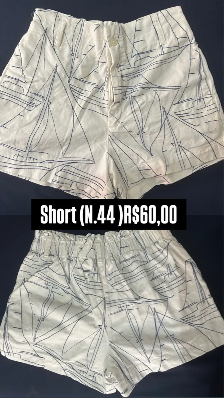 Short Estampado de Barco - Tamanho 44