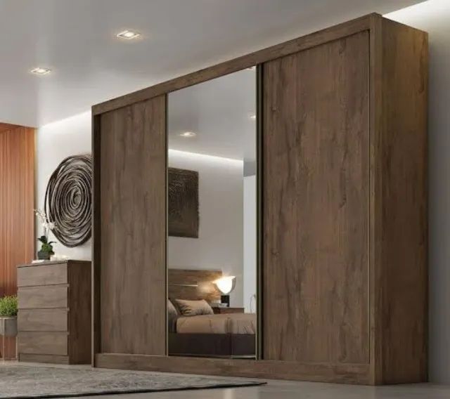 Guarda Roupa Casal 100% MDF 3 Portas Espelho DIVIDIMOS EM ATÉ 10X SEM JUROS - Foto 3