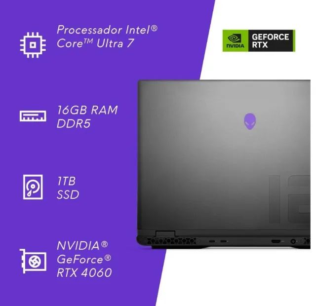 Notebook Dell Alienware M16 R2 Intel Ultra 7 16GB 1TB 4060  - Foto 2