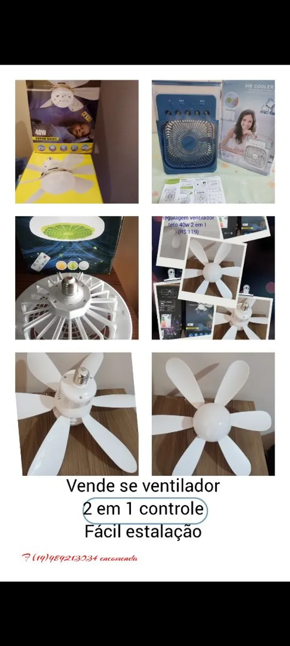 Ventilador de Teto 2 em 1 com Controle Remoto