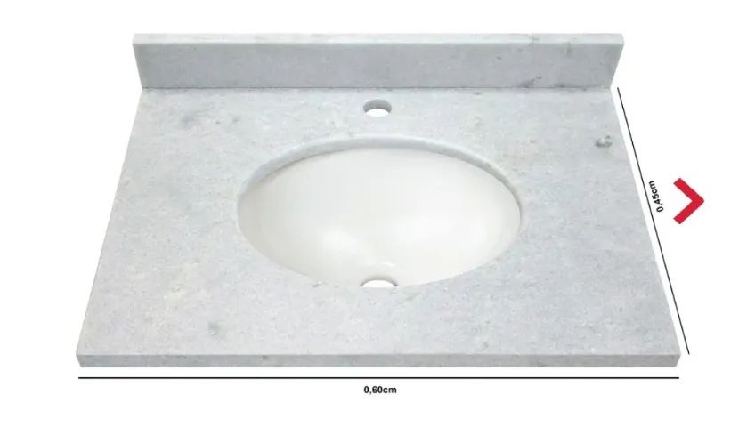 Bancada Para Banheiro Light Com Cuba Mármore 60X45Cm Branco Venturini