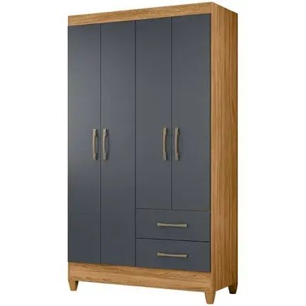 Guarda Roupa Solteiro 4 Portas 2 Gavetas 
