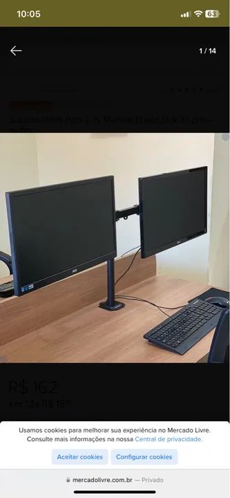 Suporte para Monitor Duplo Articulado