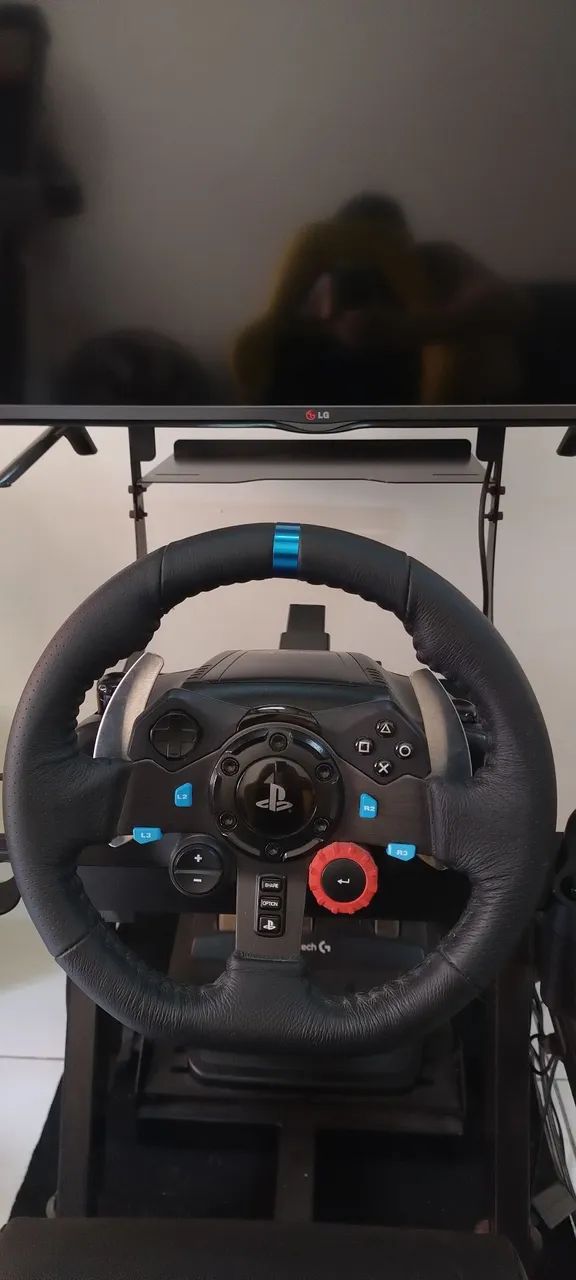 Cockpit Extreme Racing Stock Car com kit volante e câmbio Logitech G29 e TV LG 32" - Foto 5