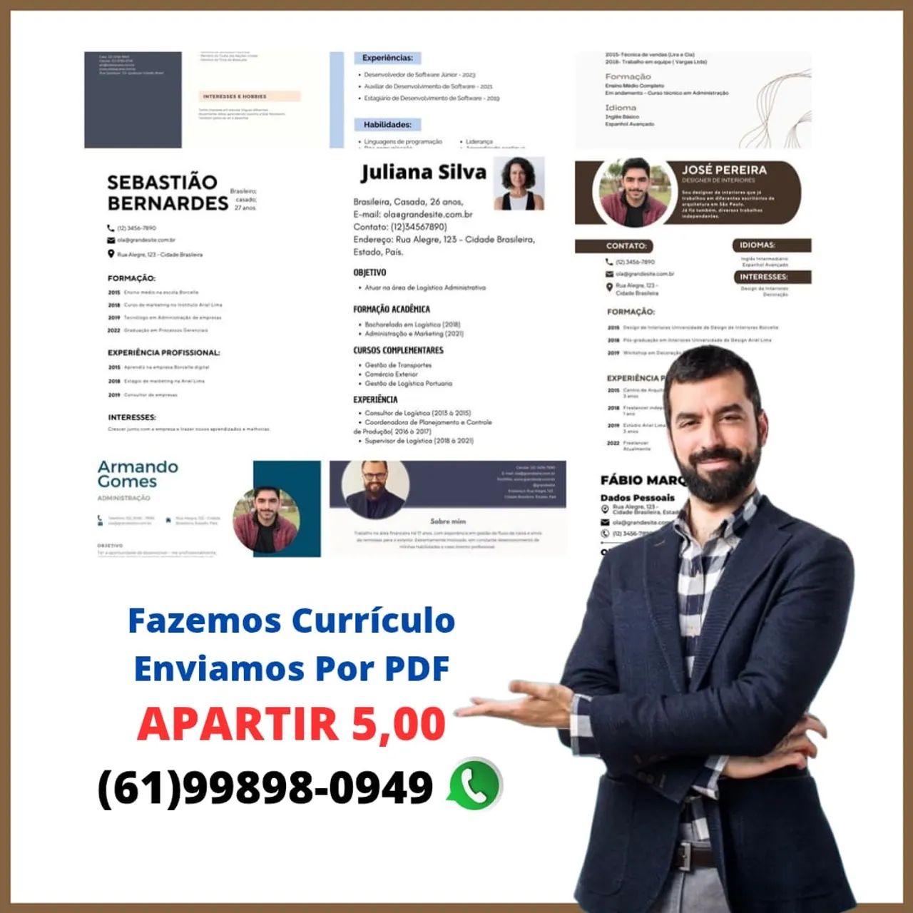 Faço currículo simples e personalizado na hora 