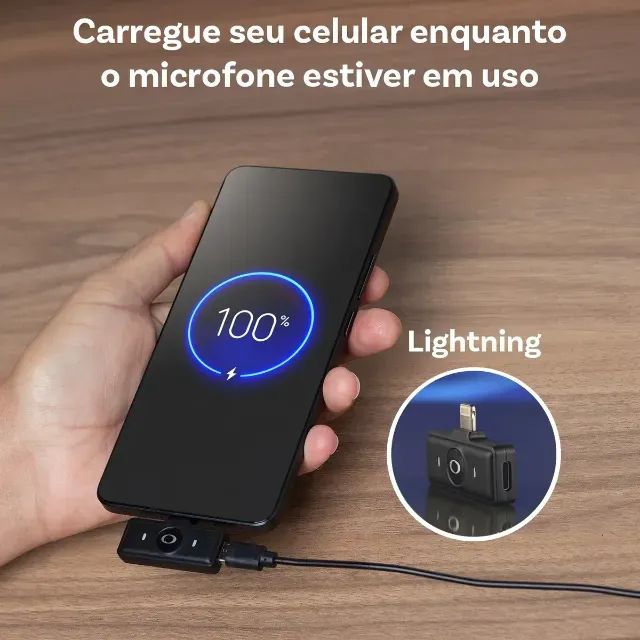 Kit Case com 2 Microfone de Lapela Sem Fio Onistek ON-MC827 Lightning iPhone  - WZetta - Foto 4