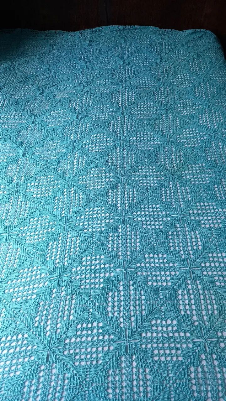  Crochê Artesanal em Tons de Azul - Foto 3