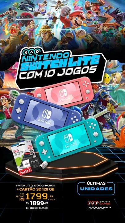 NINTENDO SWITCH LITE DESTRAVADO ? | GARANTIA 3 MESES | 128GB | CHEIO DE JOGOS!