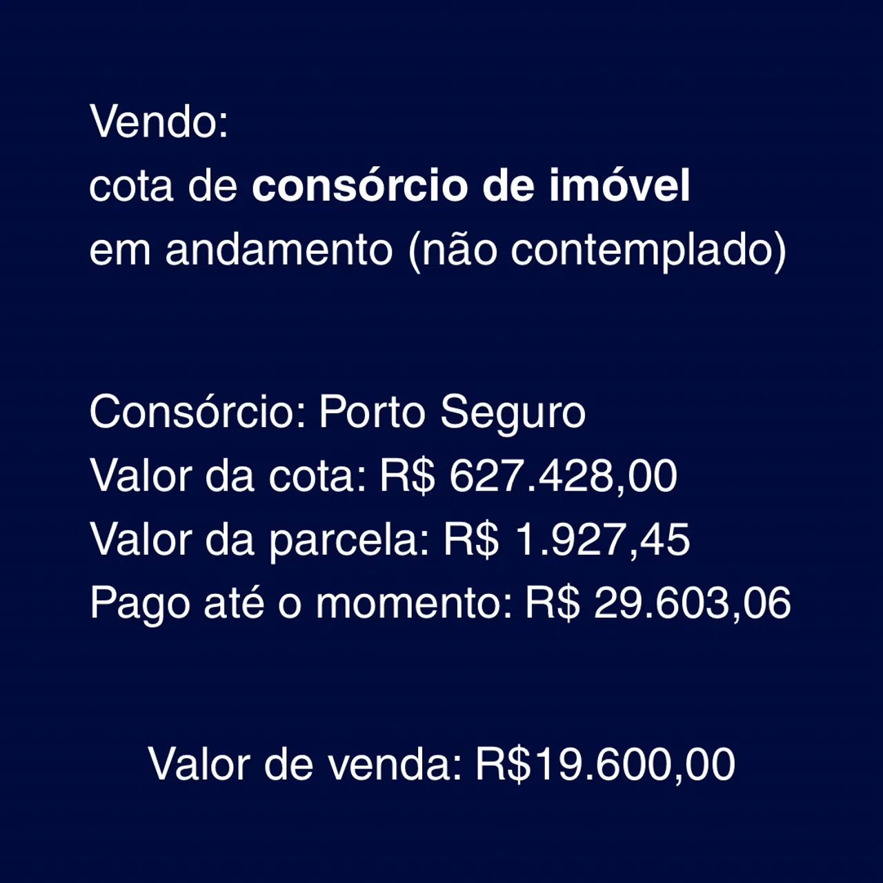 Consórcio de IMÓVEL (em andamento)