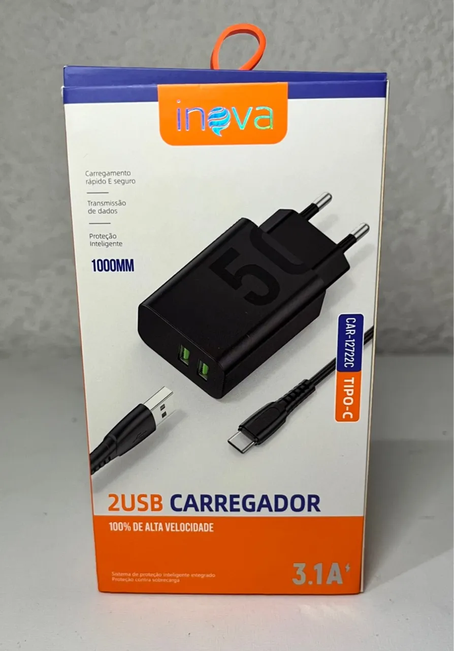 Carregador 2USB Inova 1000MM - Carregamento Rápido