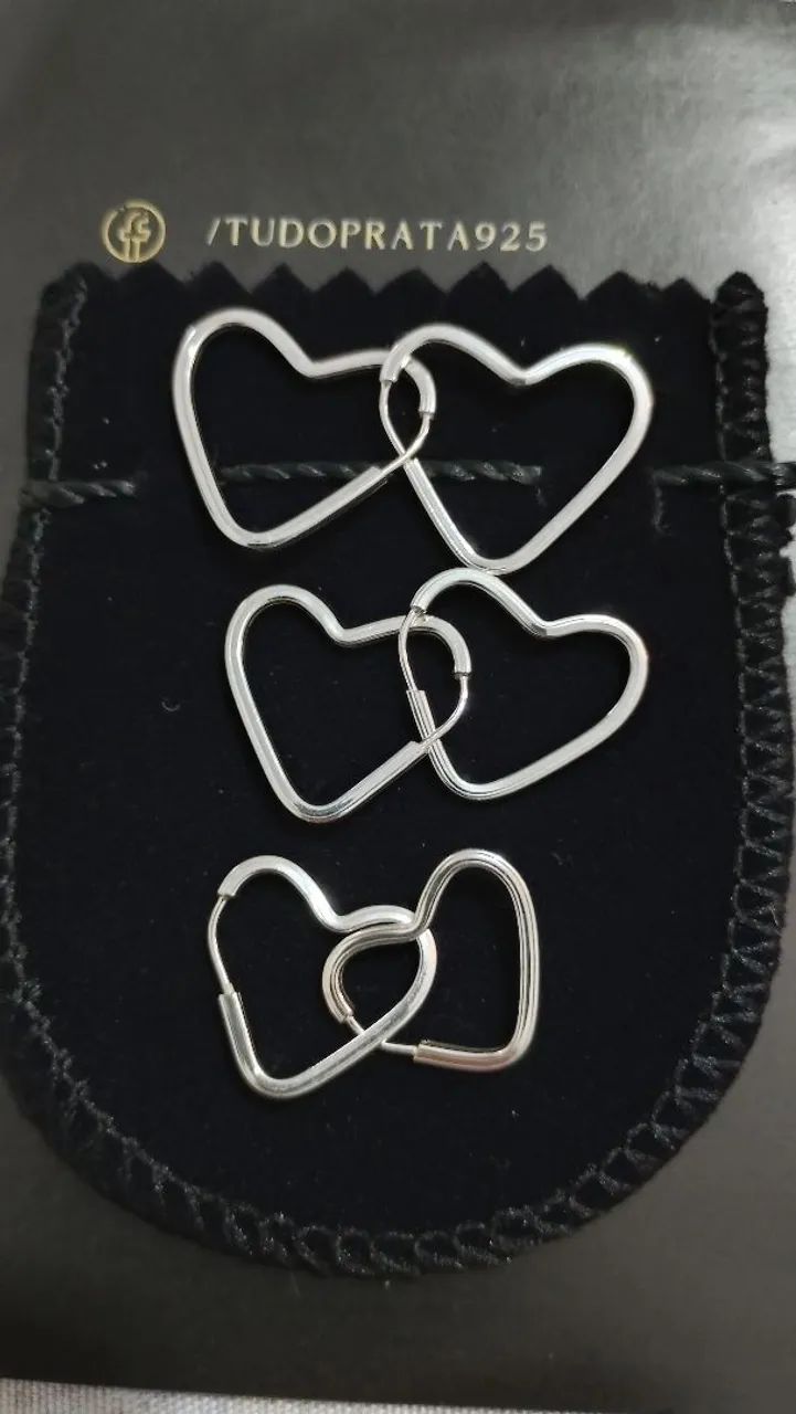 Argola de prata coração  - Foto 2