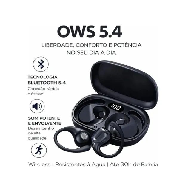 Fone Bluetooth 5.4 Q7 Ows Bateria 30h com Ganchos Corrida Esportes Treino