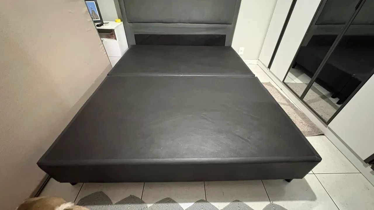Box para cama queen - de couro preto - Ortobom