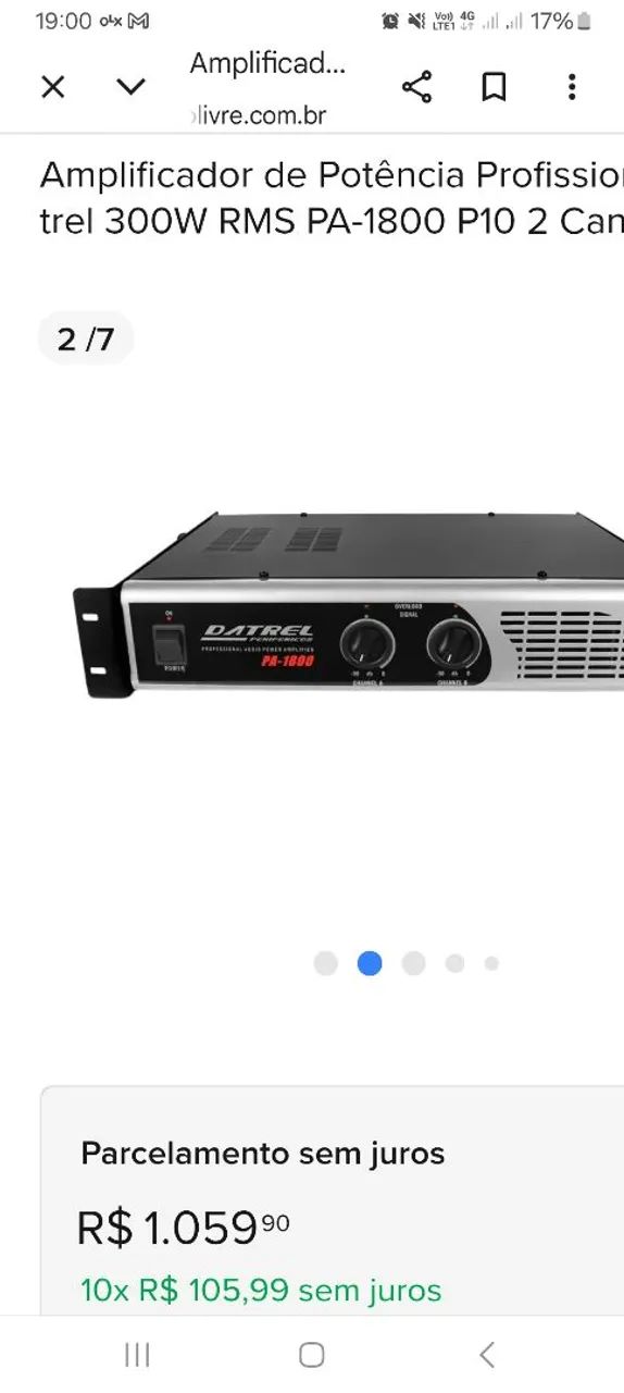 Amplificador  Datrel 1800 de potência