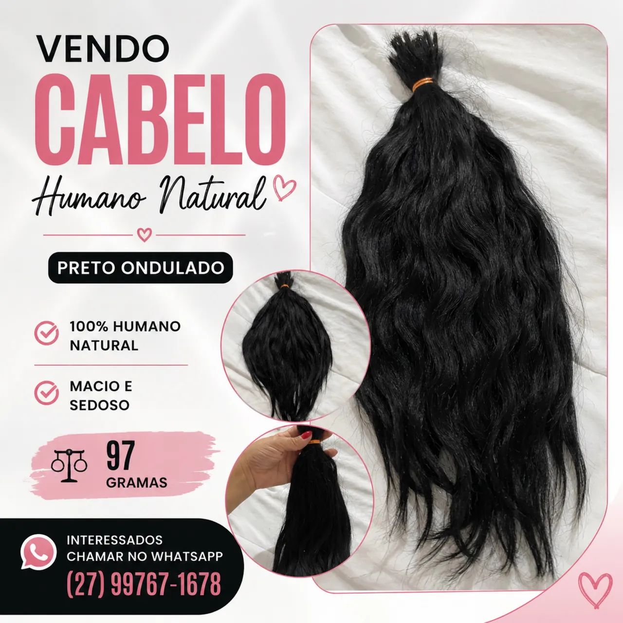 Cabelo humano natural 
