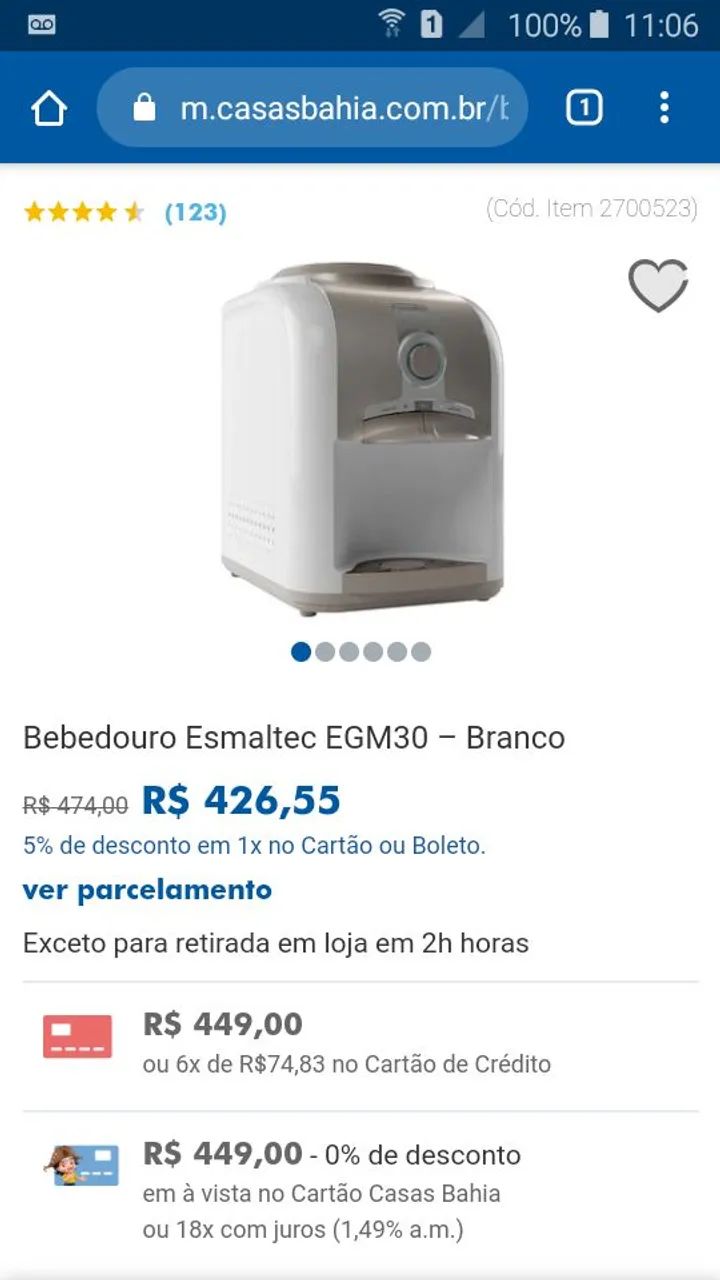 Bebedouro Esmaltec 
