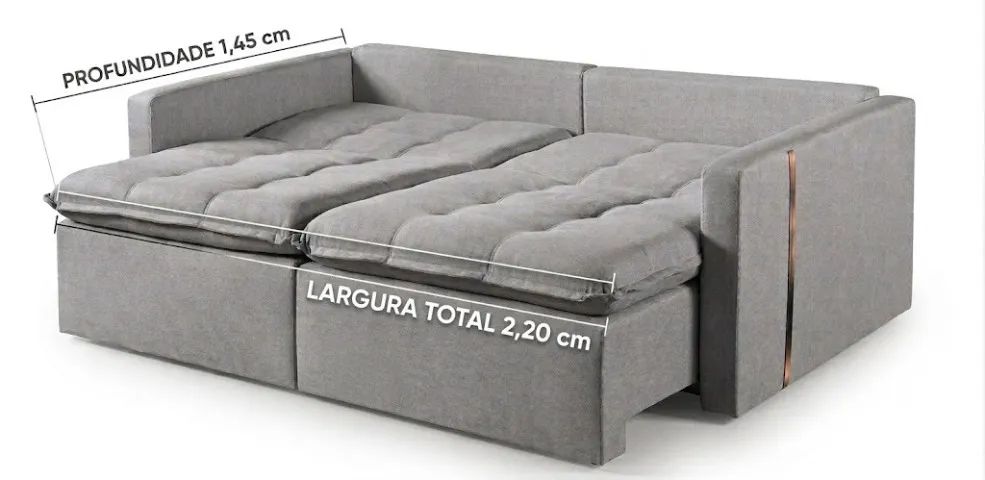 Sofá-Cama Gana Cinza 2,20m | Conforto e Praticidade - Foto 2