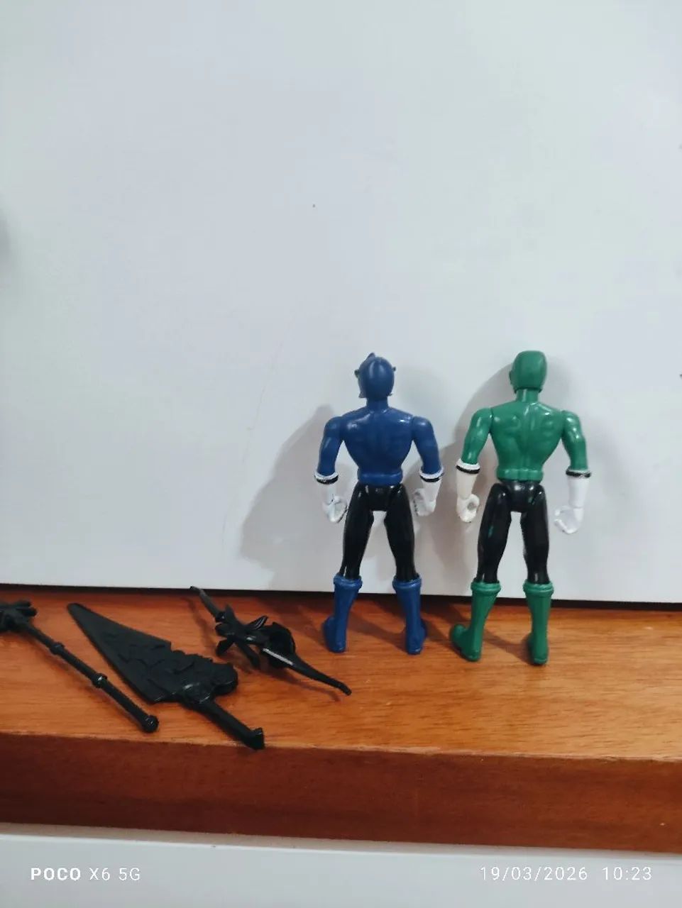 miniaturas Power Rangers antigo original bonecos action figure samurai azul e verde - Foto 2
