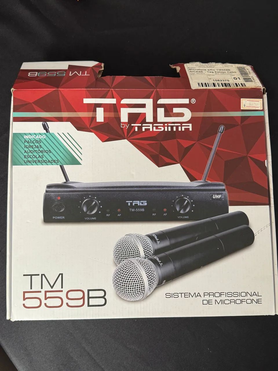     Microfone Sem Fio Duplo TSI TAG TM559B Completo