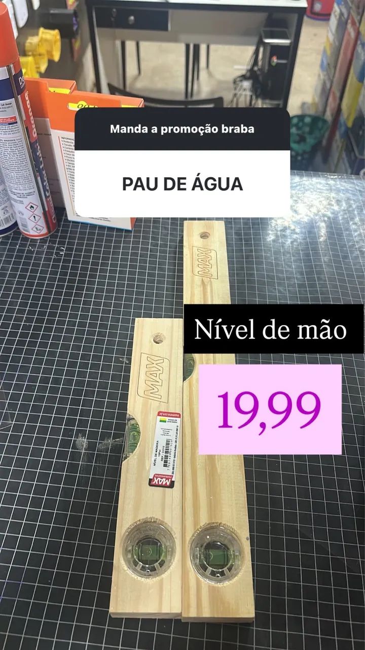 Nível de Mão (Pau-de-Água) - Ferramenta para Alinhamento e Nivelamento