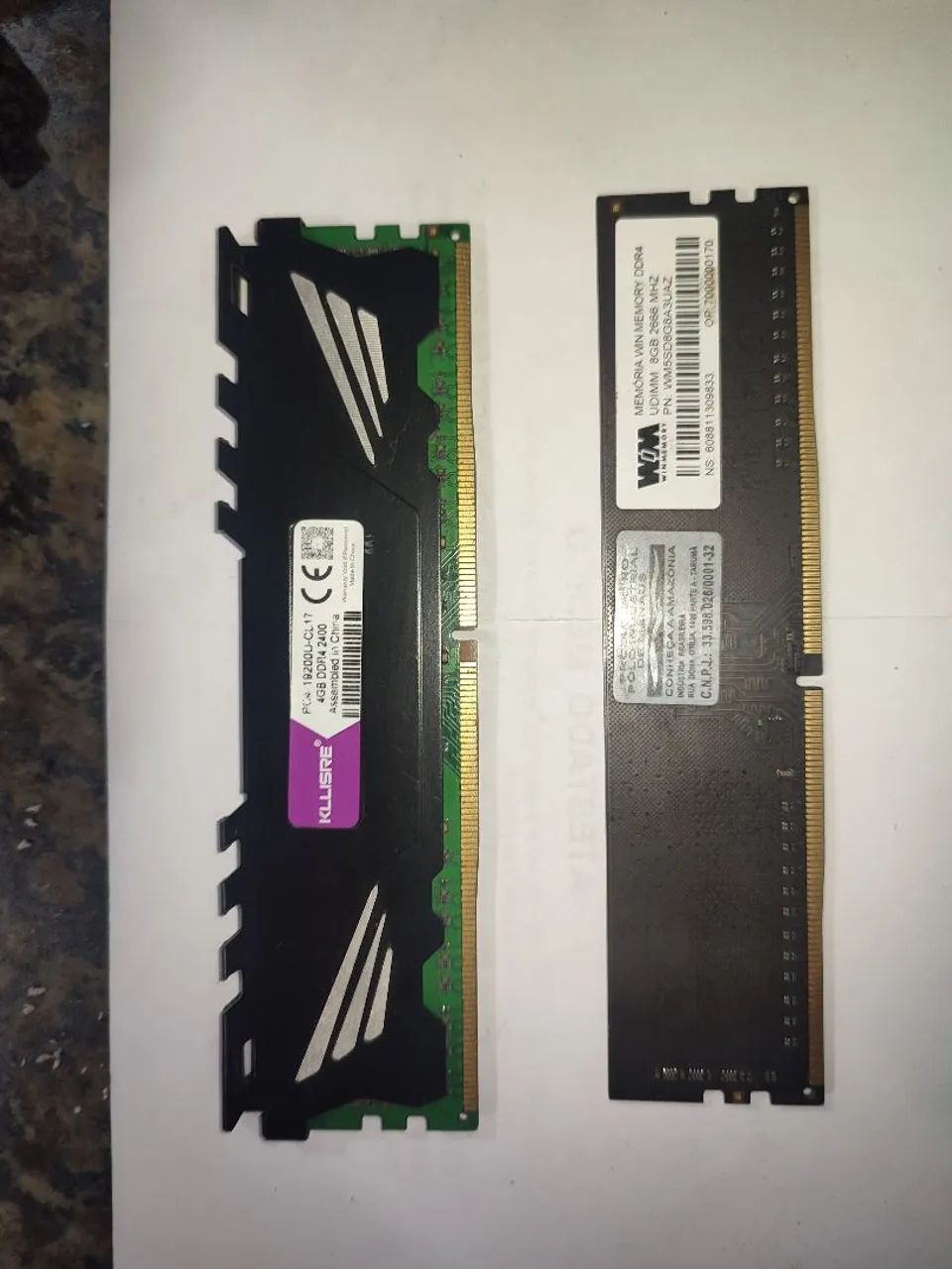 Memórias ddr4 2400mhz 4gb 