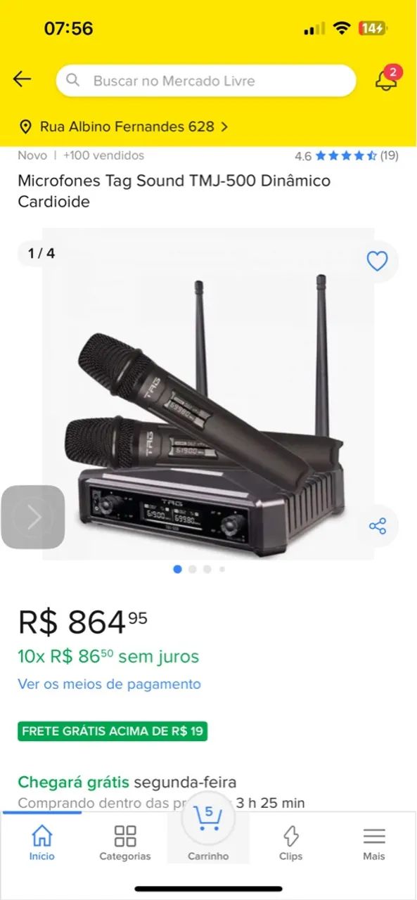 Microfone sem fio duplo canal