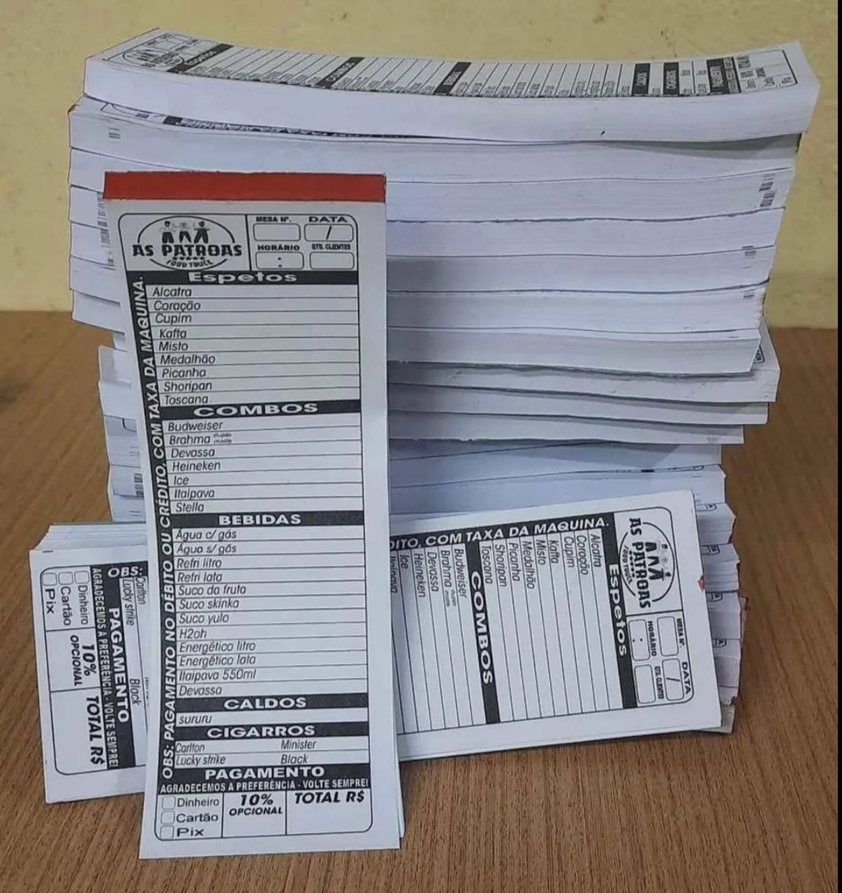 Bloco, Comanda de mesa para restaurante, pizzaria, espetinho, 