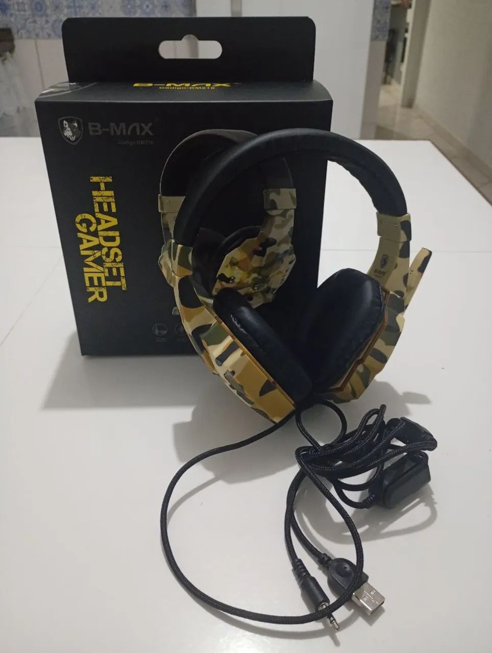 Fone De Ouvido Headset Gamer Led P/ Celular Pc Ps4 Camuflado - Foto 2
