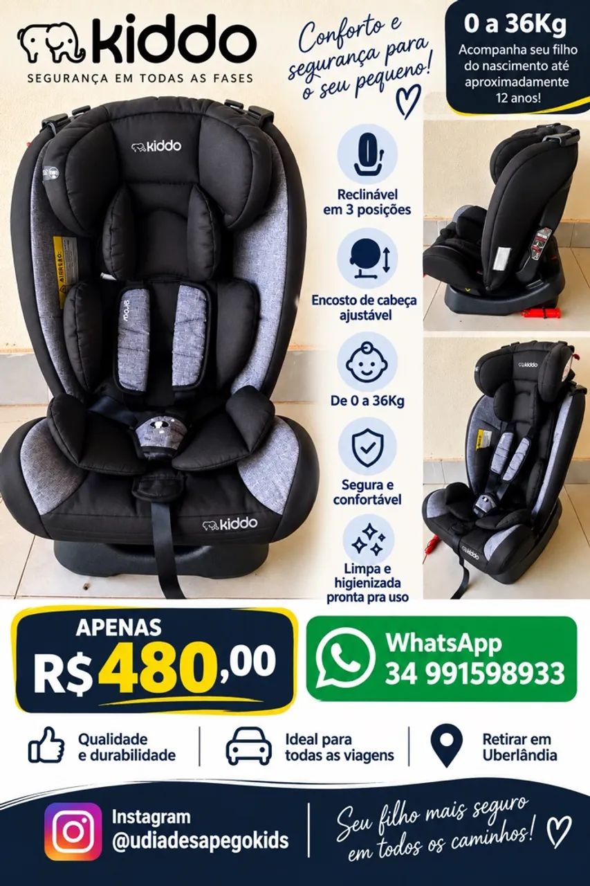 Cadeirinha Kiddo 0 a 36Kg 
