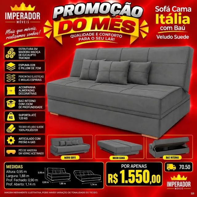 Sofá cama com baú (Pague na entrega)