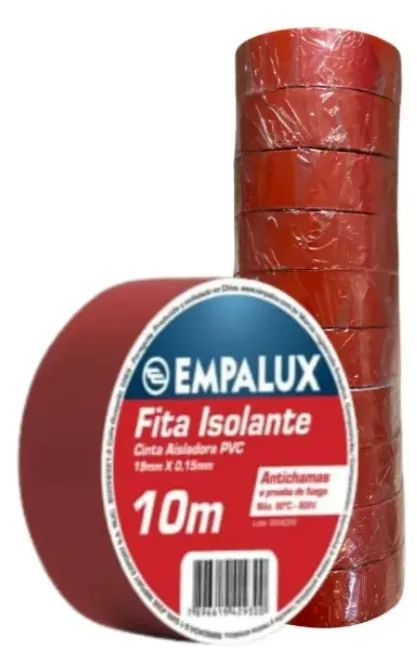 Kit Com 8 Fitas Isolante 10 Metros Cor Vermelha - Empalux