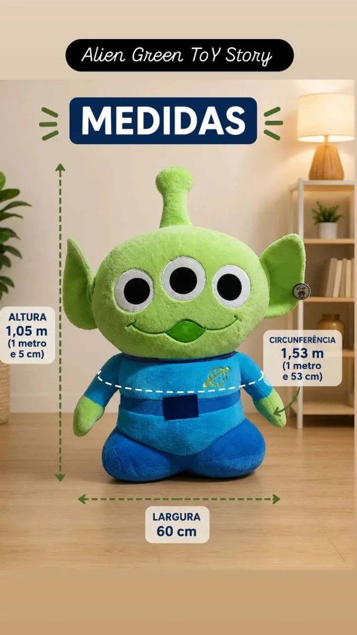 Vendo pelúcia Alien Green ToY Story novo (big)