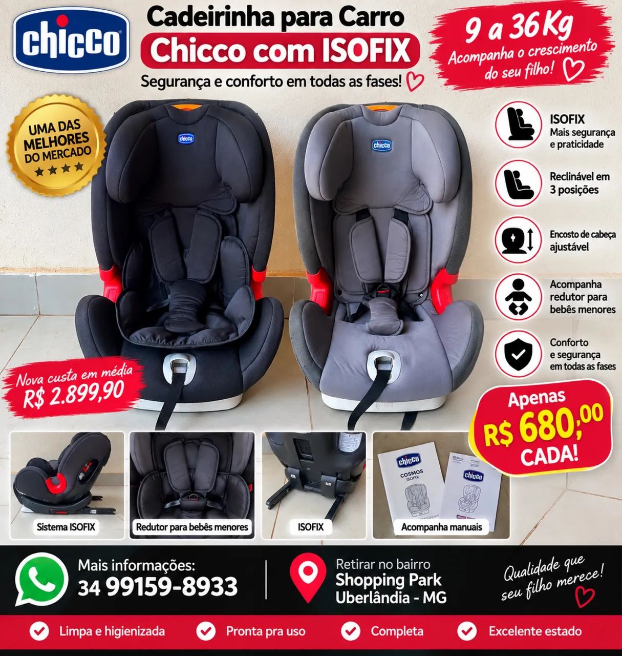Cadeirinhas para Carro Chicco com ISOFIX 