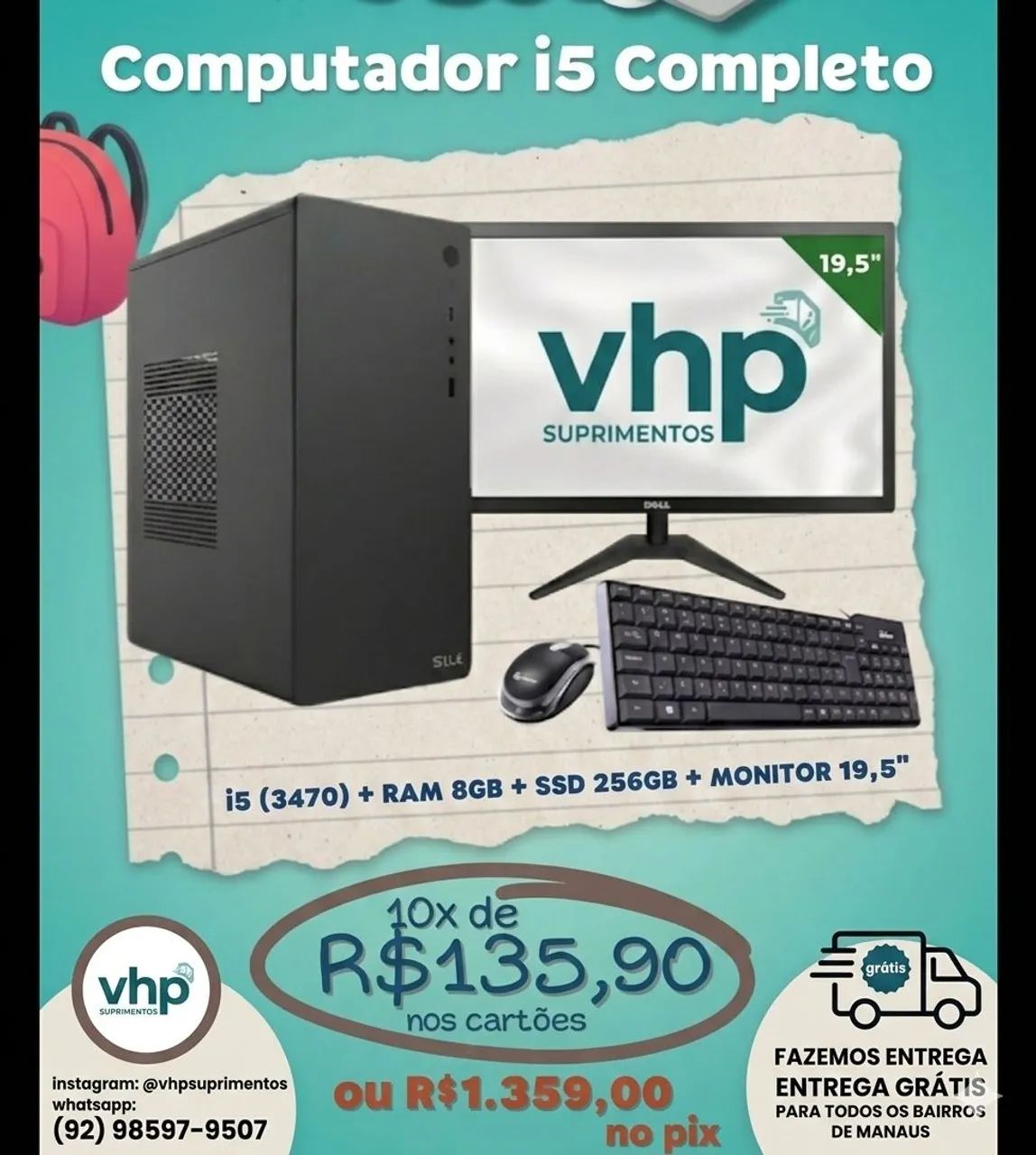 Computador Core I5 Novo Completo ( Entrega Grátis )